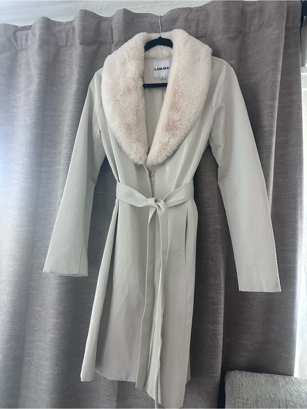 I.AM.GIA Castor Jacket Cream Faux Fur Collar Trench